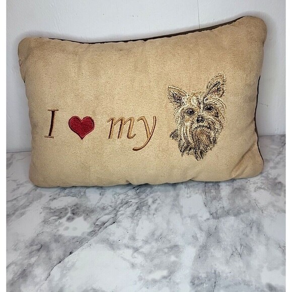 Pet Lovers Owners I LOVE MY YORKIE PILLOW  10.5" X 7"  BROWN By Paw Fect Gifts - Picture 1 of 2